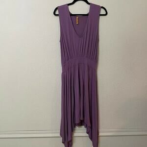 Rachel Pally Purple Scoop Neck Knee Length Dress Womens XS Asymmetrical Hem